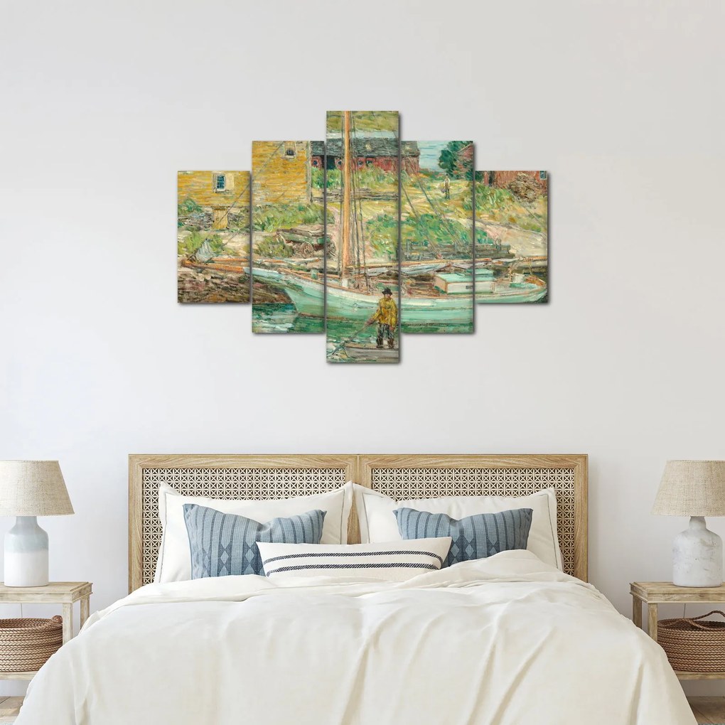 Obraz - Childe Hassam, Oyster Sloop, Cos Cob, reprodukcia (150x105 cm)