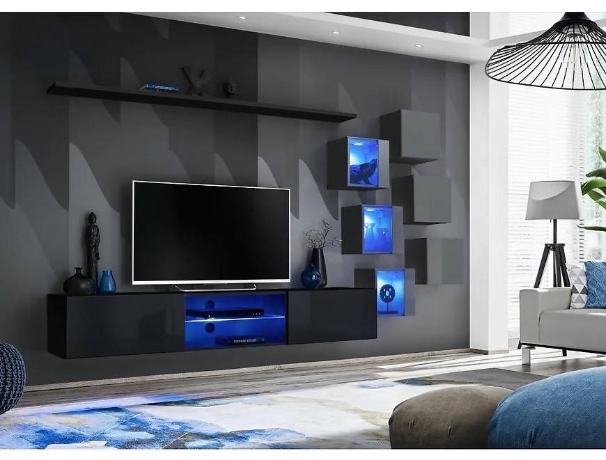 Obývacia Stena Switch Xxi  Čierna/Grafit