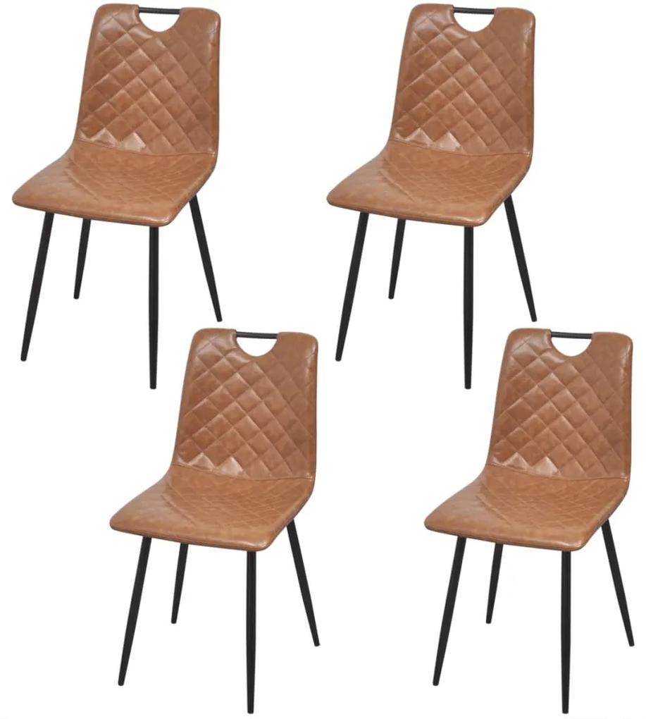 vidaXL Jedálenské stoličky 4 ks, svetlohnedé, umelá koža