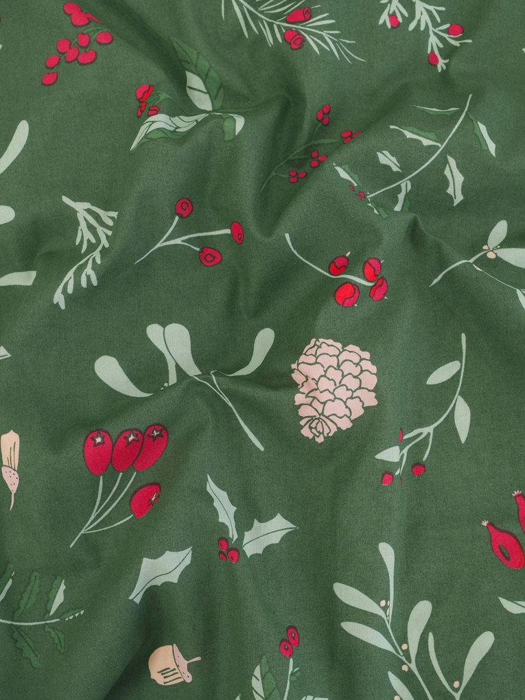 Vianočná bavlnená obliečka na vankúšik Renforcé 40 × 40 cm - Cezmínové vetvičky