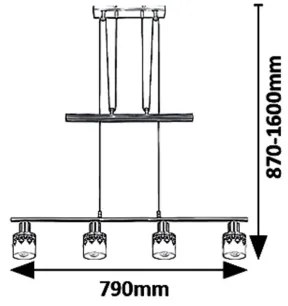 Rabalux 5345 - Luster na lanku LACEY 4xE14/40W/230V