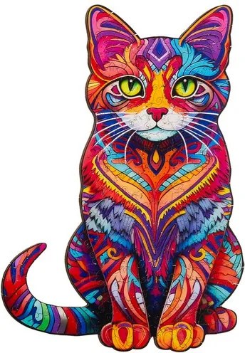 Kruzzel 22878 Dřevěné puzzle kočka 130 dílů, 38 x 24 cm
