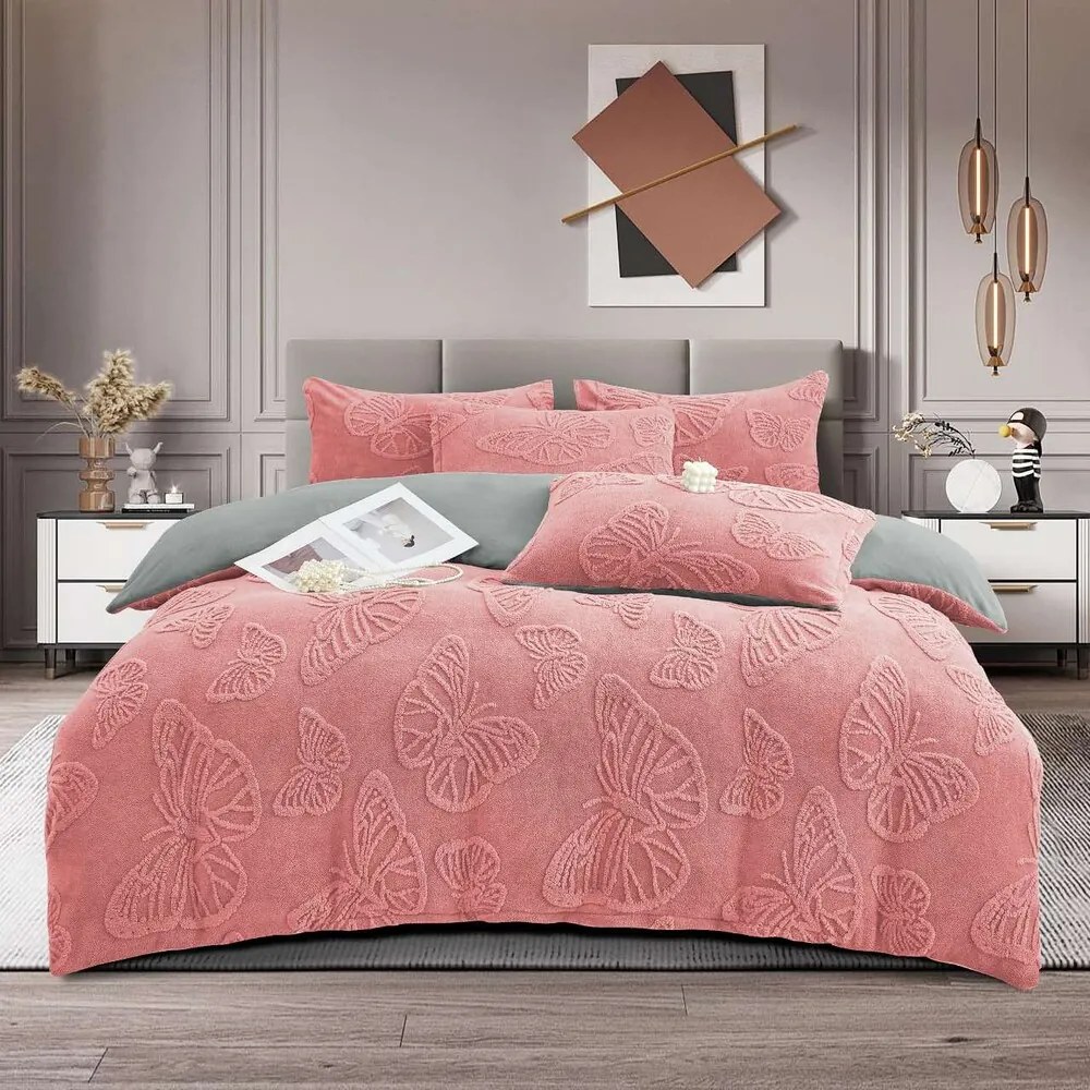 Jemné mikroplyš obliečky Homa EXCLUSIVE PINK 7-dielna sada 140x200 cm