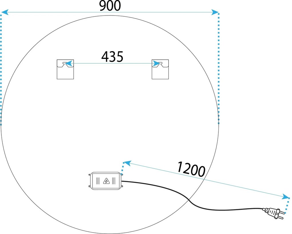 Rea Rea, LED zrkadlo 90cm v oceľovom ráme, brúsená oceľ, HOM-06550