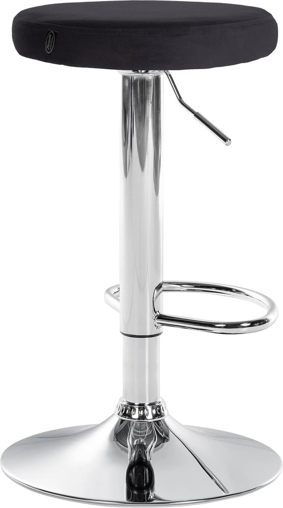 Barová stolička Ponte - zamat, chróm rám - Čierna