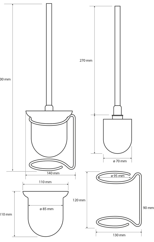 Sapho Sapho, X-ROUND E WC kefa stojanová, chróm, XR302