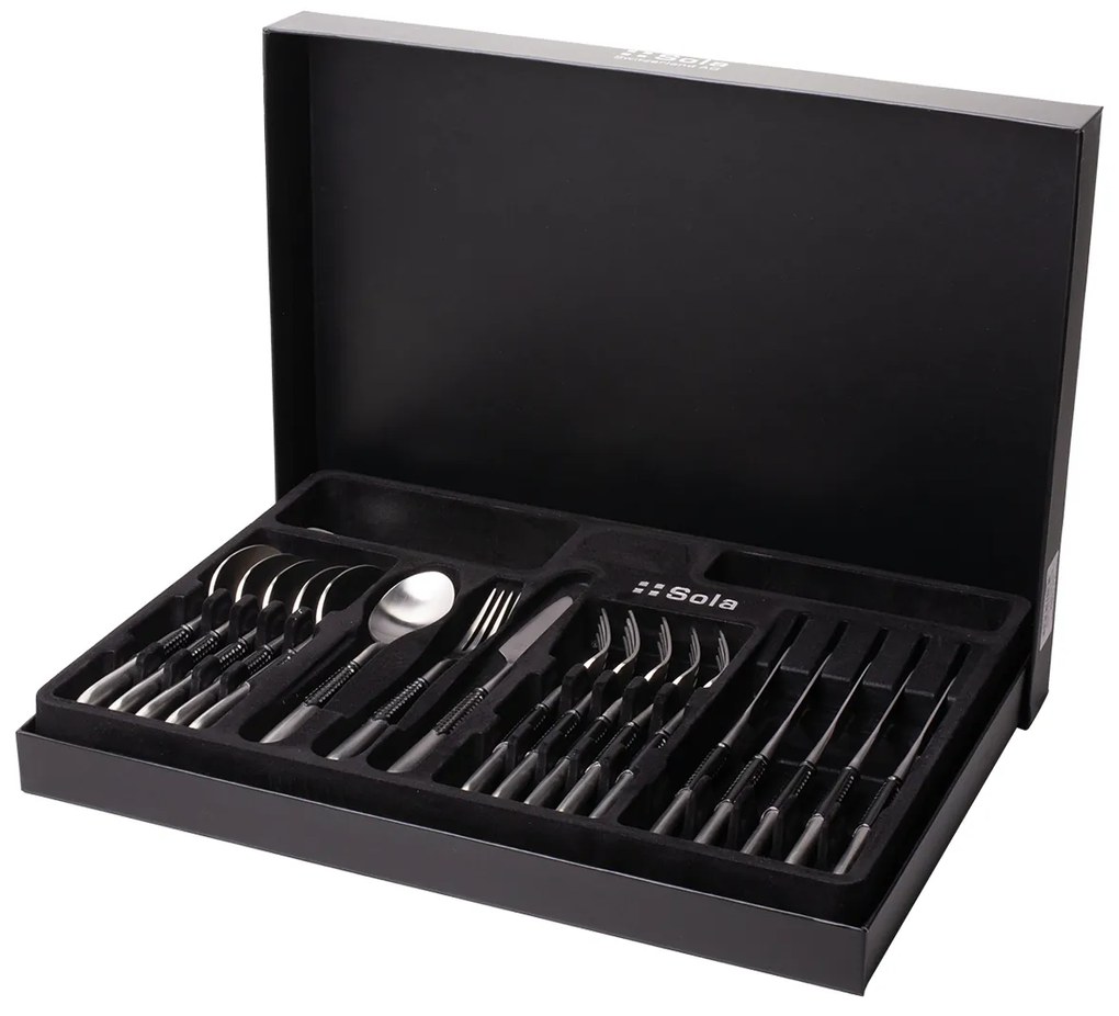 Príborový set 24 ks – Gaya Exeter Black Sleeve matný - 134064