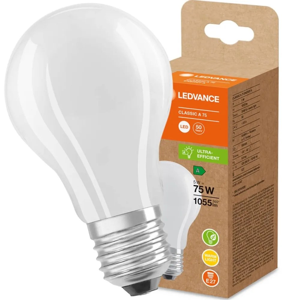 LED žiarovka E27 A60 5W = 75W 1055lm 3000K Warm 300° LEDVANCE Ultra Efficient