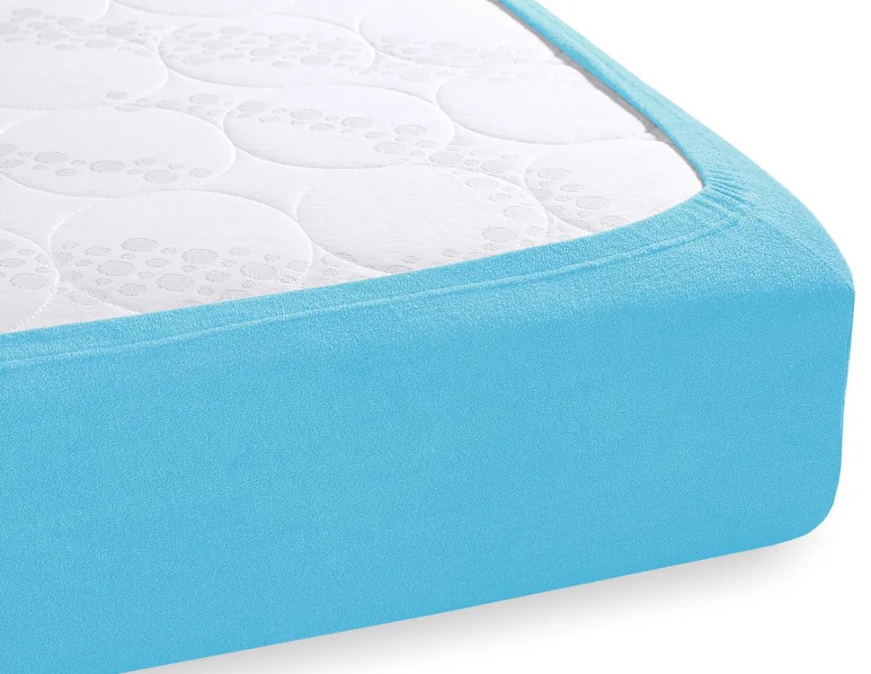 Froté napínacie prestieradlo na extra vysoký matrac FR-017 Azúrovo modré 180 x 220 - výška 40 cm