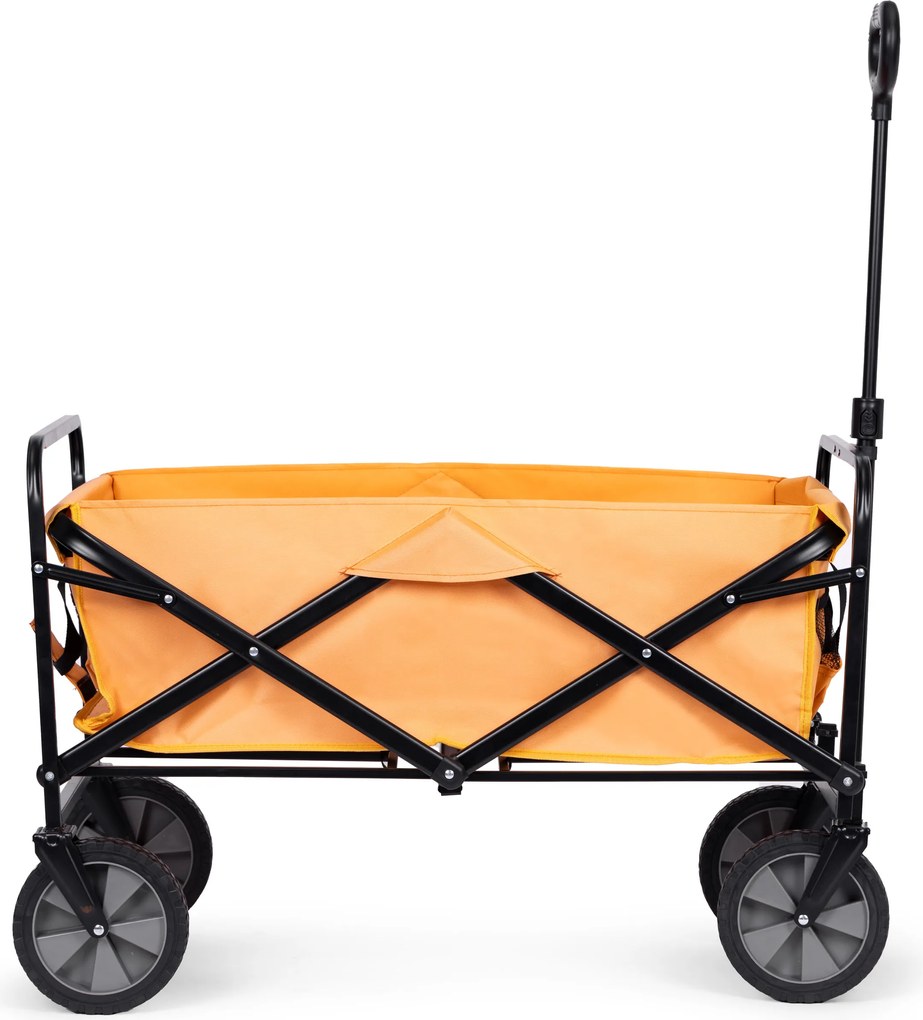 Skladací prepravný vozík, veľký záhradný plážový vozík, oranžový, 47x105 cm,