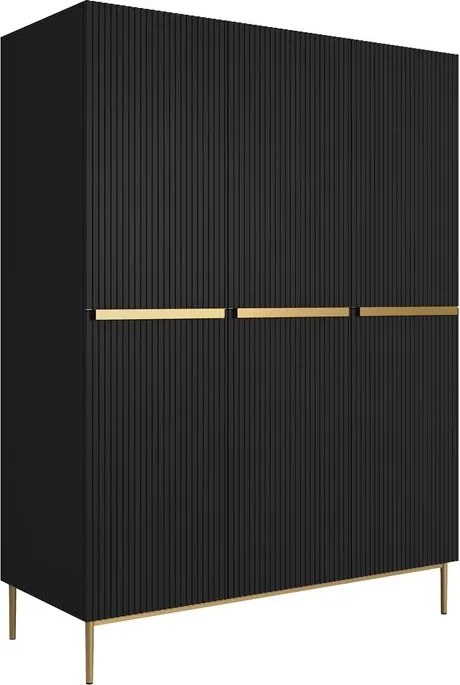 Skriňa Nicole 150 cm na nožičkách - čierny mat / zlatá