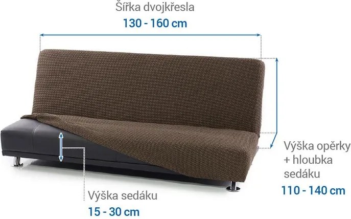 Super strečové poťahy NIAGARA tabaková dvojkreslo s drevenými rúčkami (š. 130 - 160 cm)