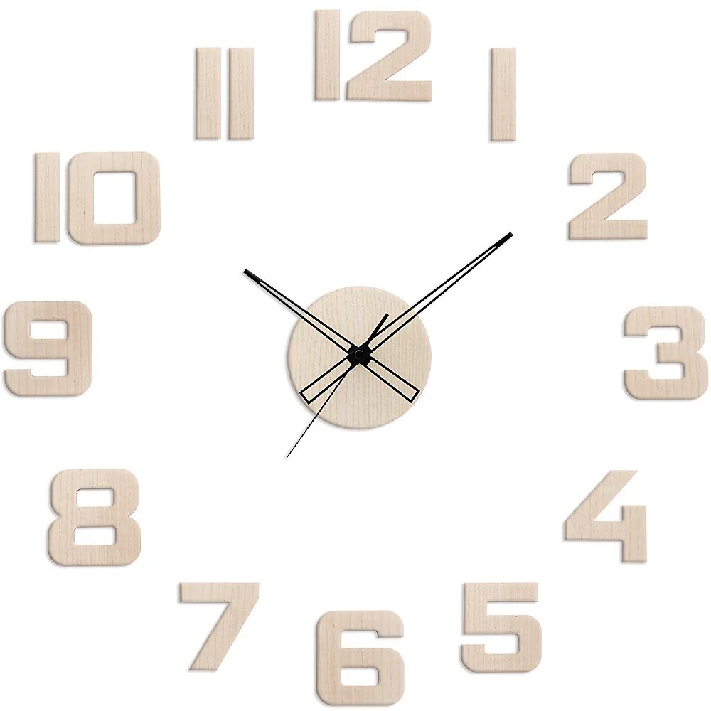 Nalepovacie tiché drevené nástenné hodiny PRIM Veneer E07P.4258.53 (60 cm)