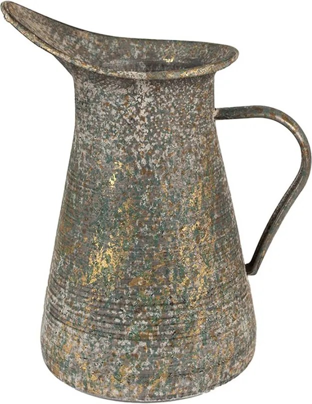 Šedý antik plechový dekoračný džbánok - 21*15*25 cm