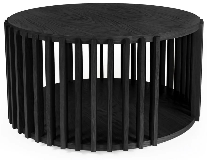 Čierny konferenčný stolík z dubového dreva Woodman Drum, ø 83 cm