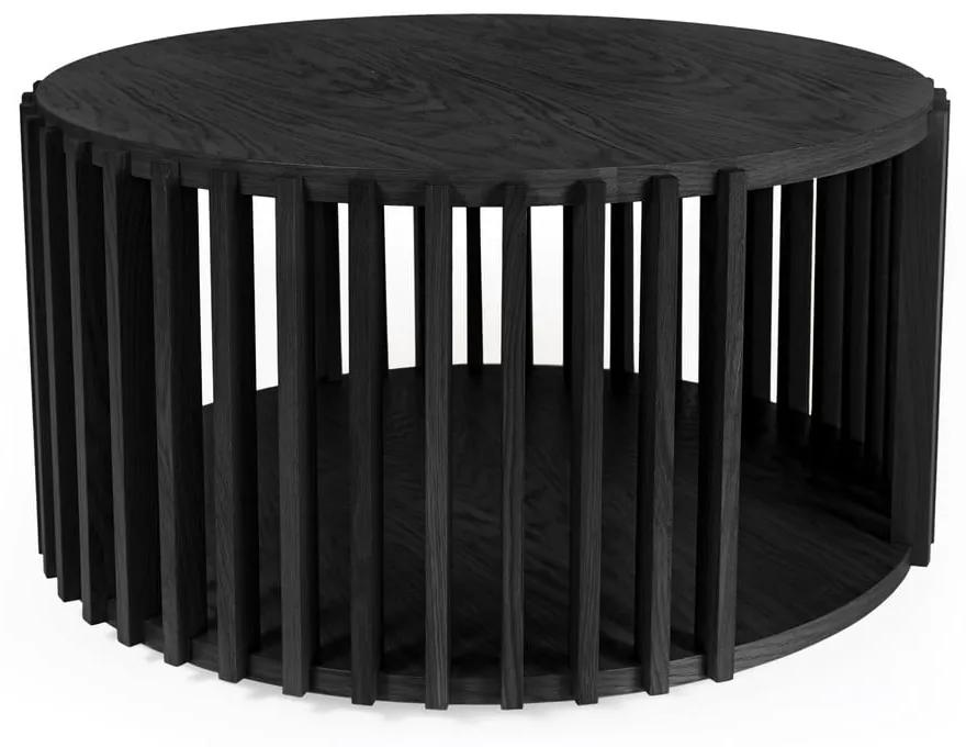 Čierny konferenčný stolík z dubového dreva Woodman Drum, ø 83 cm