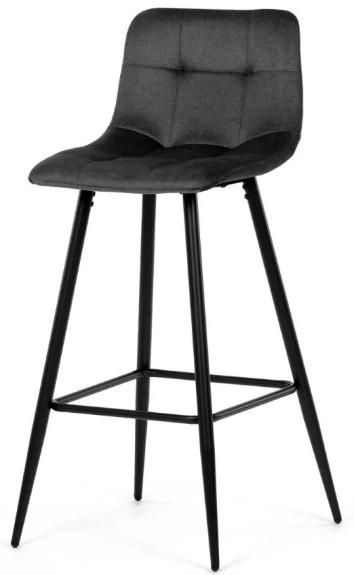 Židle barová AUB-X7015 GREY2, šedá látka, čtyřnohá kovová podnož, černý mat