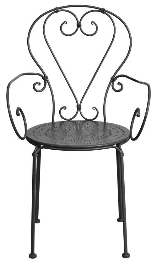 Butlers CENTURY Záhradná stolička s opierkami - čierna