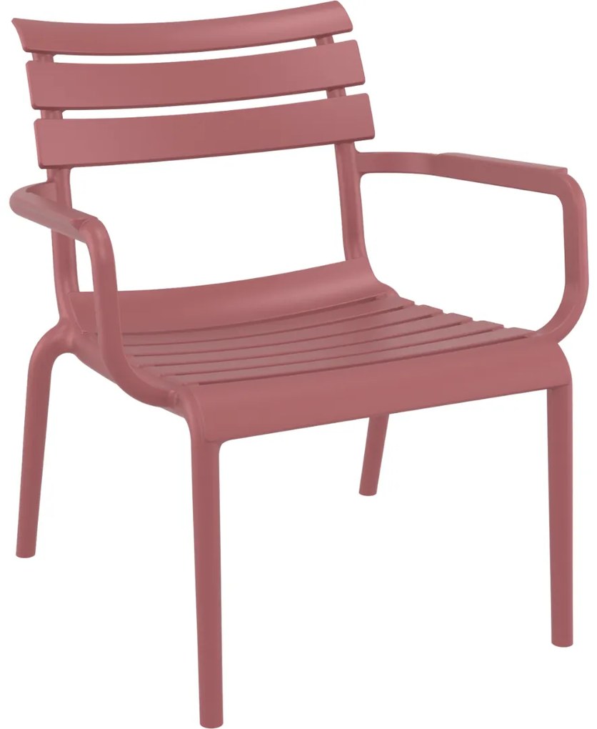 PARIS záhradné lounge kreslo s podrúčkami marsala