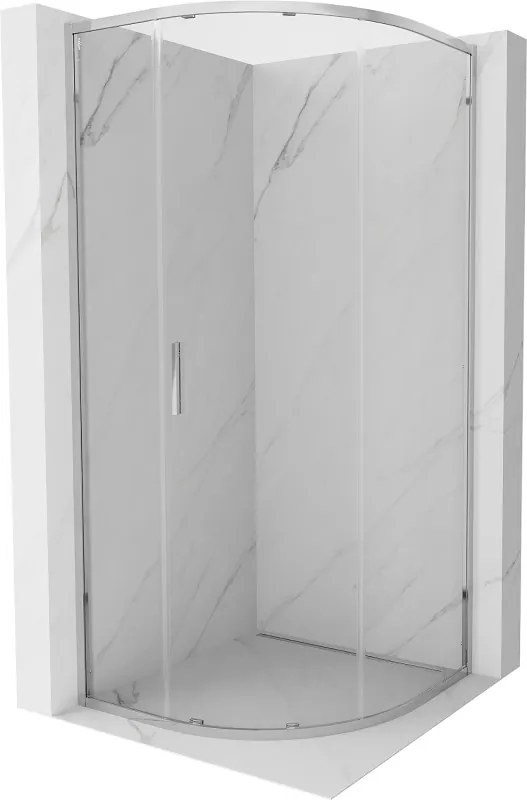 Mexen Exo, štvrťkruhový sprchovací kút s posuvnými dverami 90 x 90 cm, 6mm číre sklo, chrómový profil, 8131-090-090-01-00