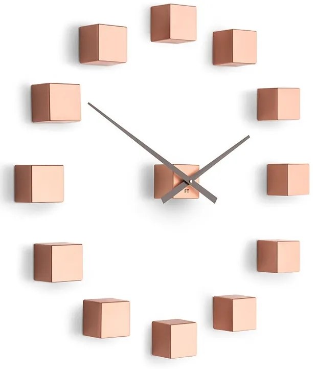 Dizajnové nástenné nalepovacie hodiny Future Time Cubic copper