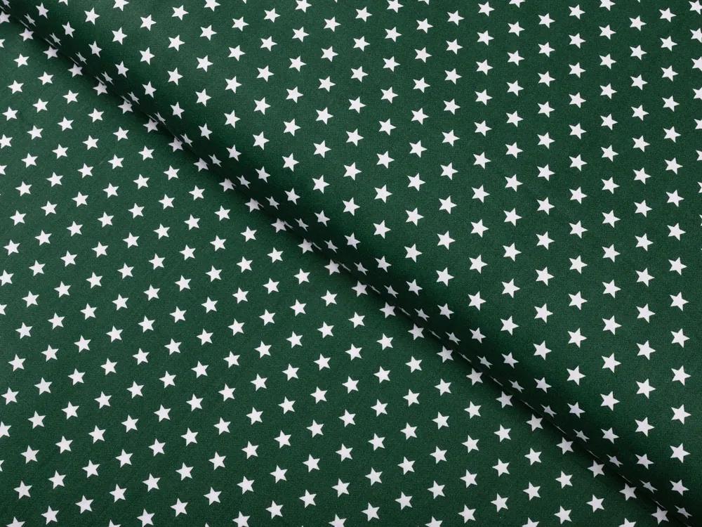 Biante Bavlnená obliečka na vankúš s lemom Sandra SA-350 Biele hviezdičky na tmavo zelenom 30 x 50 cm