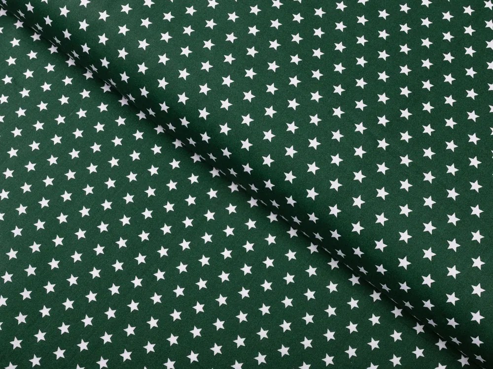 Biante Bavlnený štvorcový obrus Sandra SA-350 Biele hviezdičky na tmavo zelenom 130x130 cm