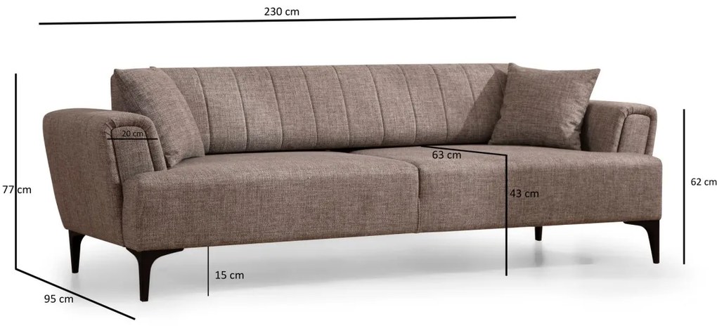 Trojmiestna rozkladacia pohovka Hamlet 230 cm svetlohnedá