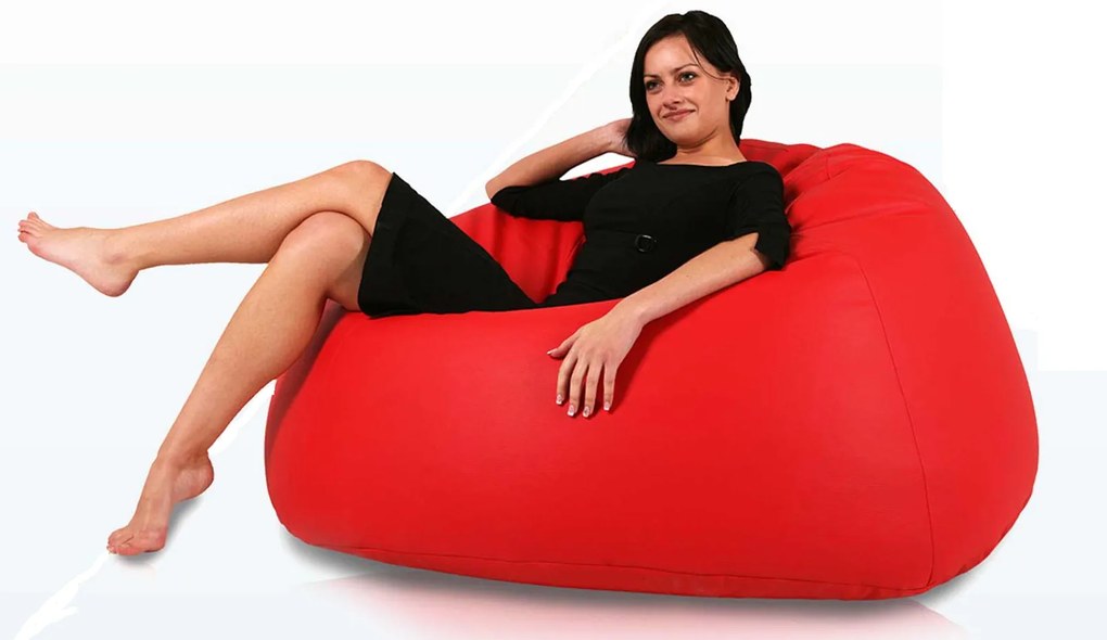 INTERMEDIC SK - Sedací vak MAXI 140x70 cm | extra veľký vak na sedenie a ležanie, 570 l Farba: E17 - Kapučíno (Ekokoža)