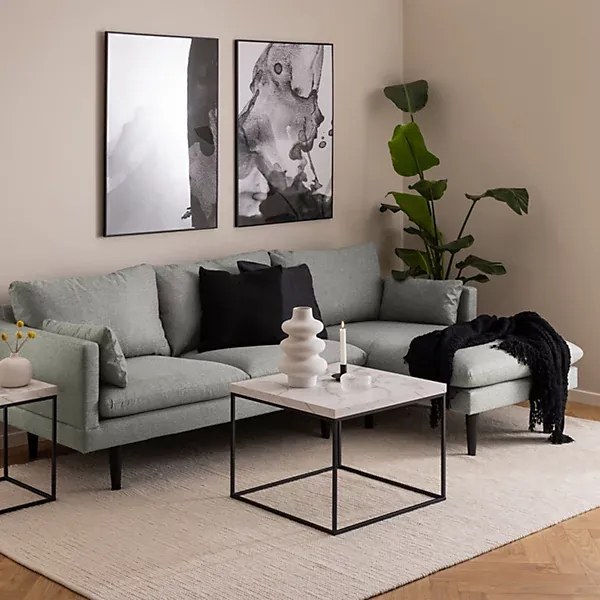 Konferenčný stolík Barossa 60 cm biely mramor/čierny