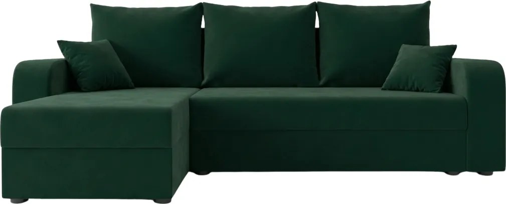 Rozkladacia obojstranná sedacia súprava do L VALERIO 238x140 cm, tmavozelená + 2 vankúšiky ZADARMO