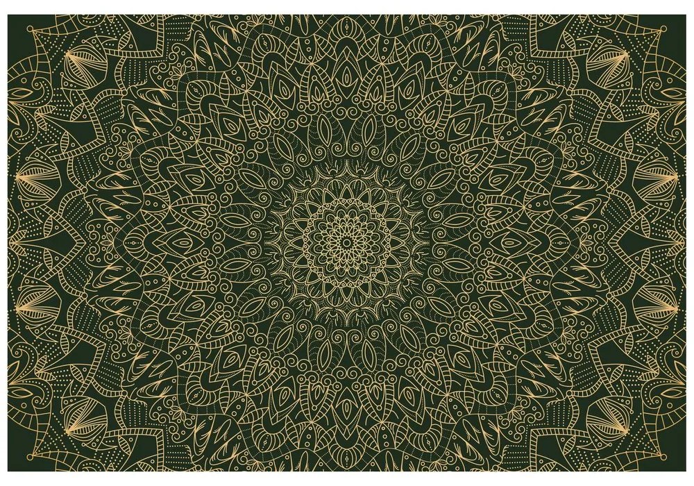 Samolepiaca tapeta detailná ozdobná Mandala v zelenej farbe