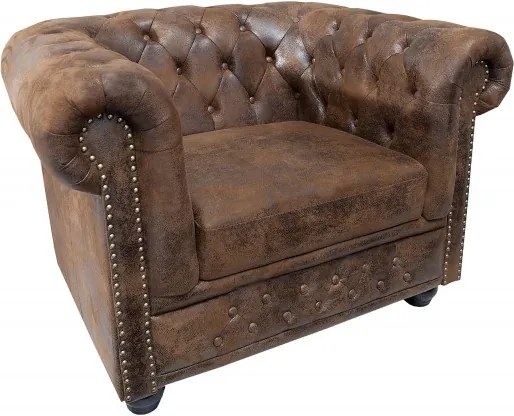 Kreslo Chesterfield hnedé starožitný vzhľad