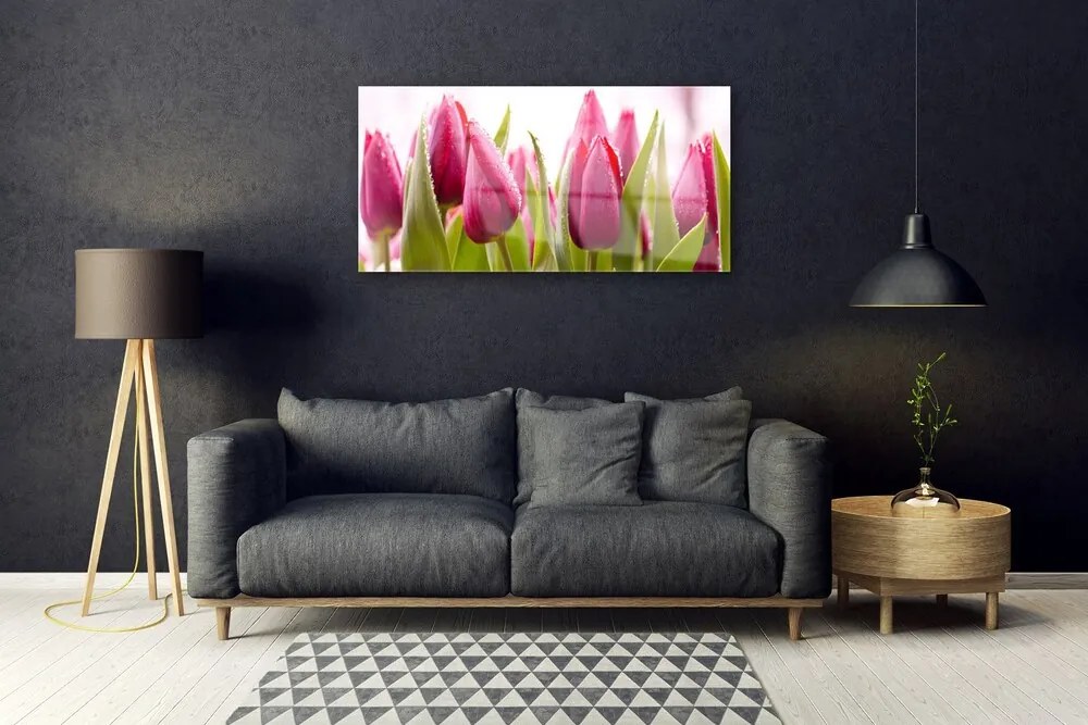 Skleneny obraz Tulipány kvety rastlina 125x50 cm