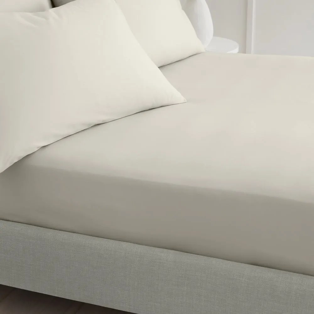 Béžová napínacia plachta z bavlneného perkálu 90x190 cm Cotton Percale – Bianca