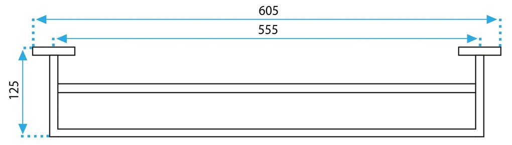 Rea Erlo 02, 2-radový vešiak na uteráky 60cm 332919, čierna matná, REA-06908