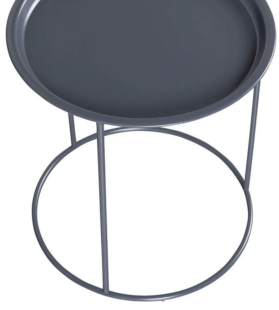 Odkladací stolík ivar s odnímateľnou táckou ø 40 cm sivý MUZZA