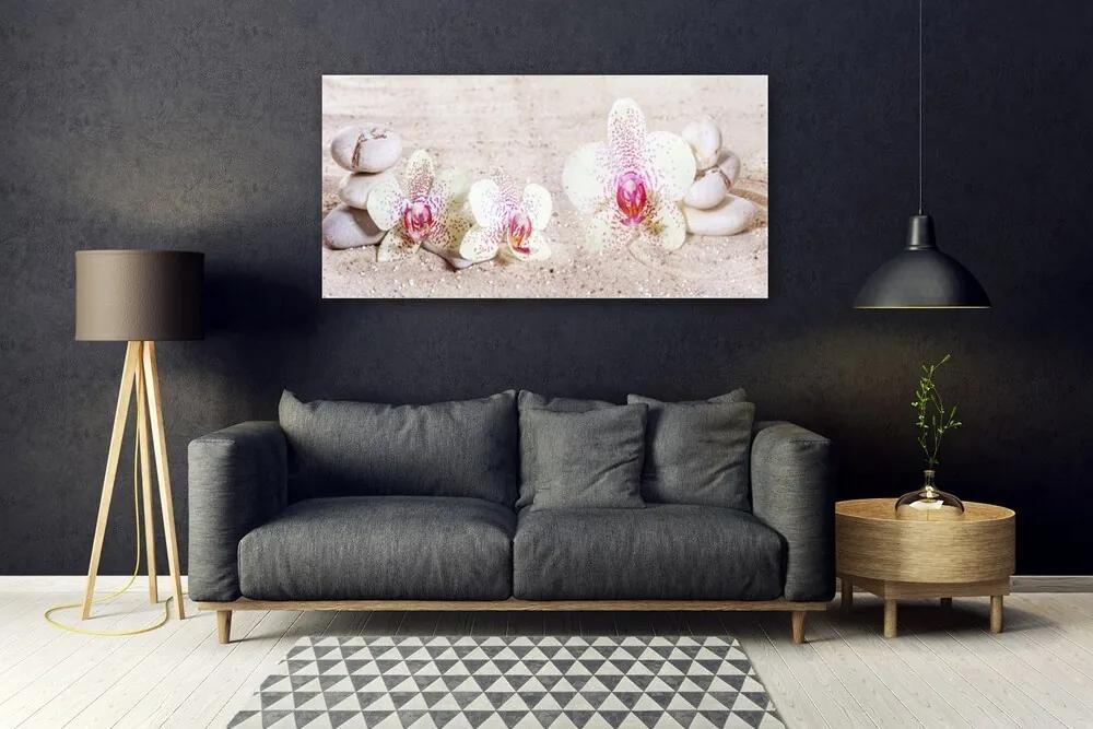 Obraz plexi Orchidea kamene zen písek 120x60 cm