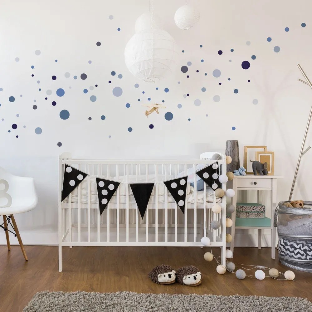 Sada 100 modrých nástenných samolepiek Ambiance Round Stickers