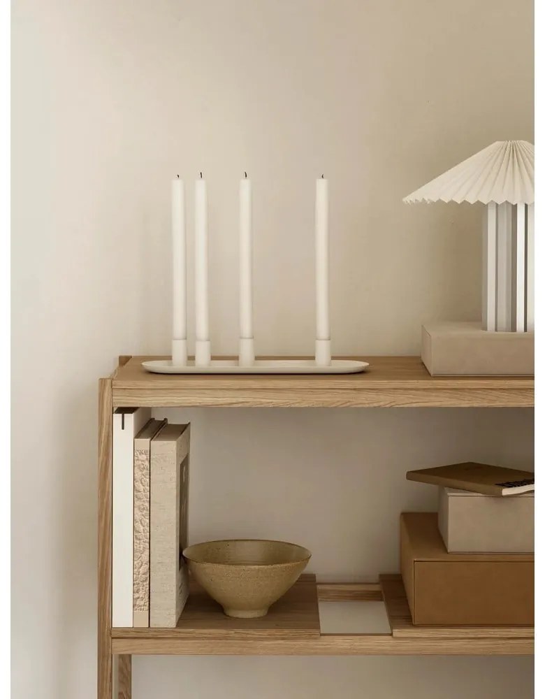 Biela/v striebornej farbe stolová lampa so stmievačom s textilným tienidlom (výška 36 cm) Taite – Blomus