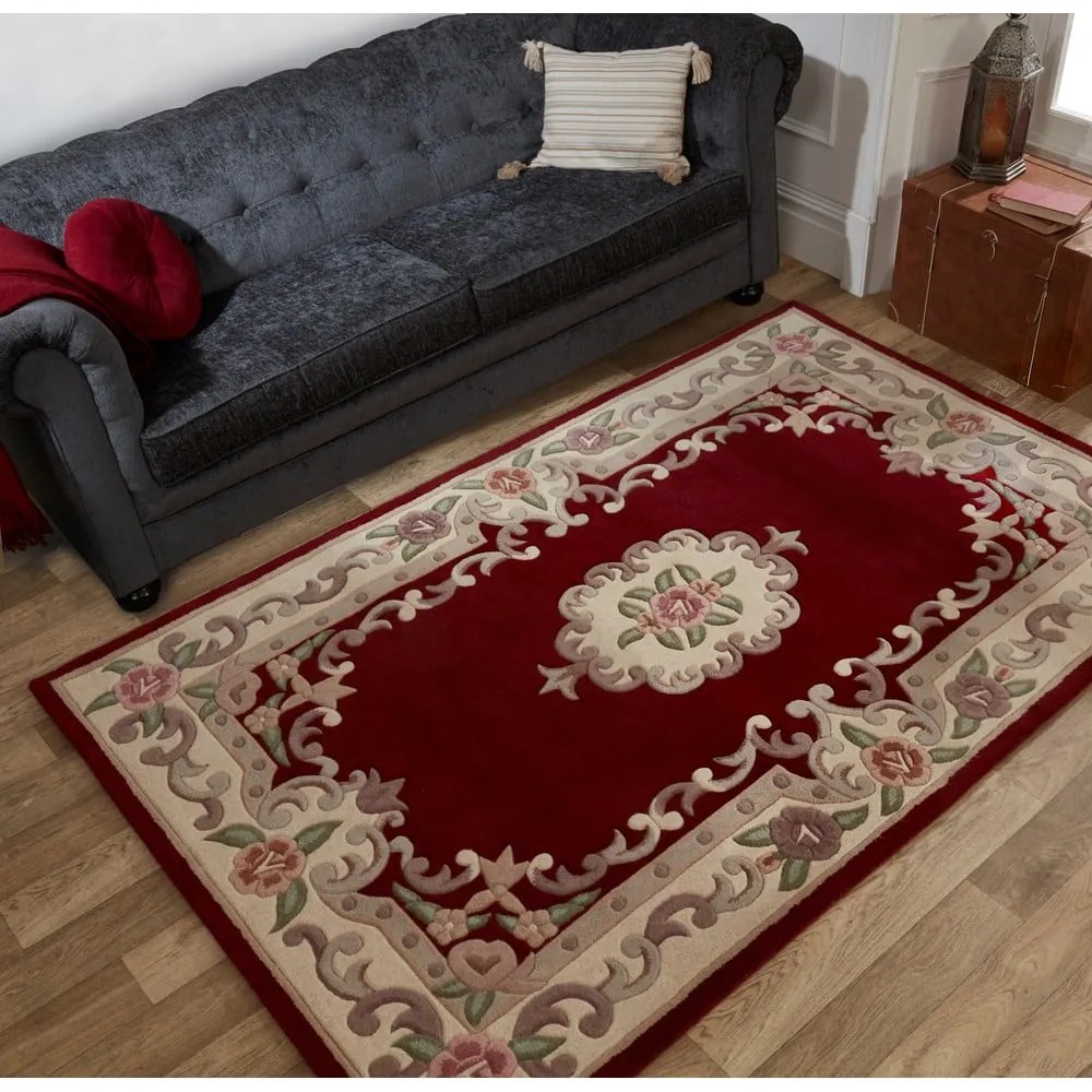 Červený vlnený koberec Flair Rugs Aubusson, 120 × 170 cm