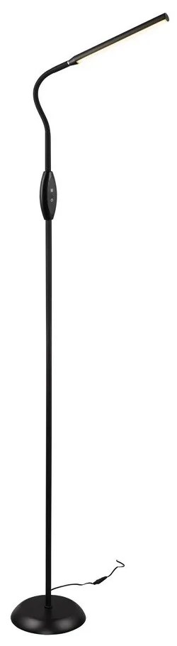 Čierna LED stojacia lampa (výška 145 cm) Toro – Trio