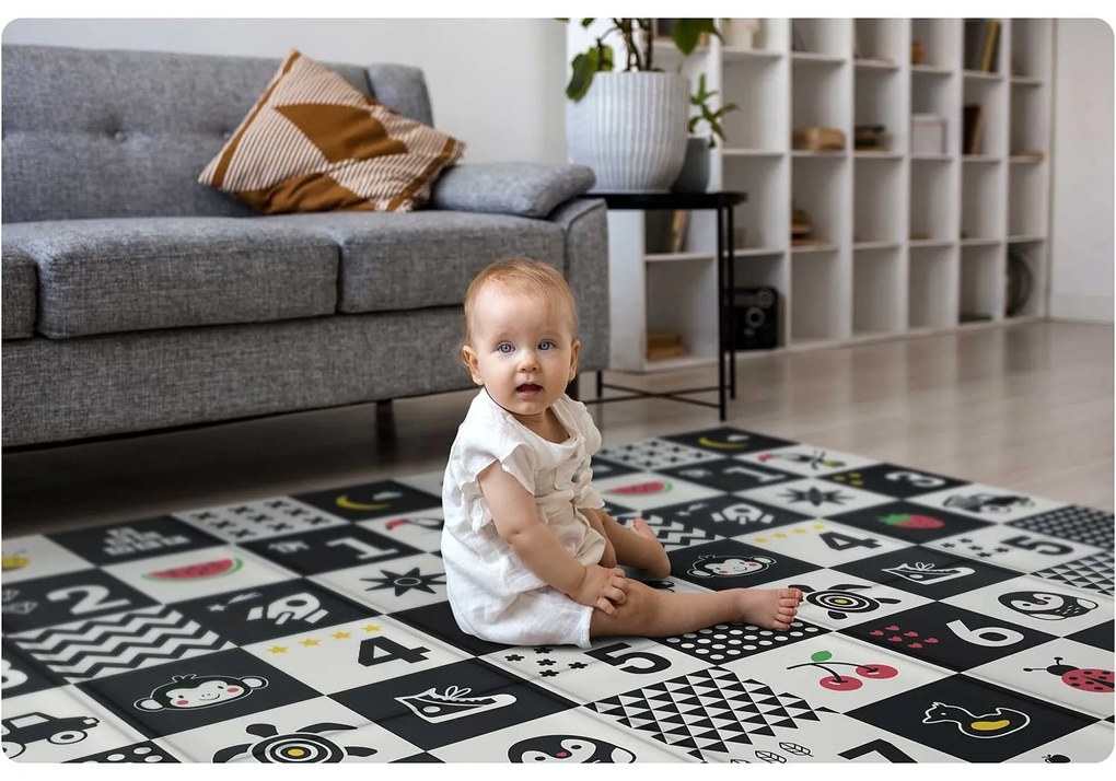 Penová podložka 200 x 180 x 1 cm Nukido NK-340 oceán-čísla