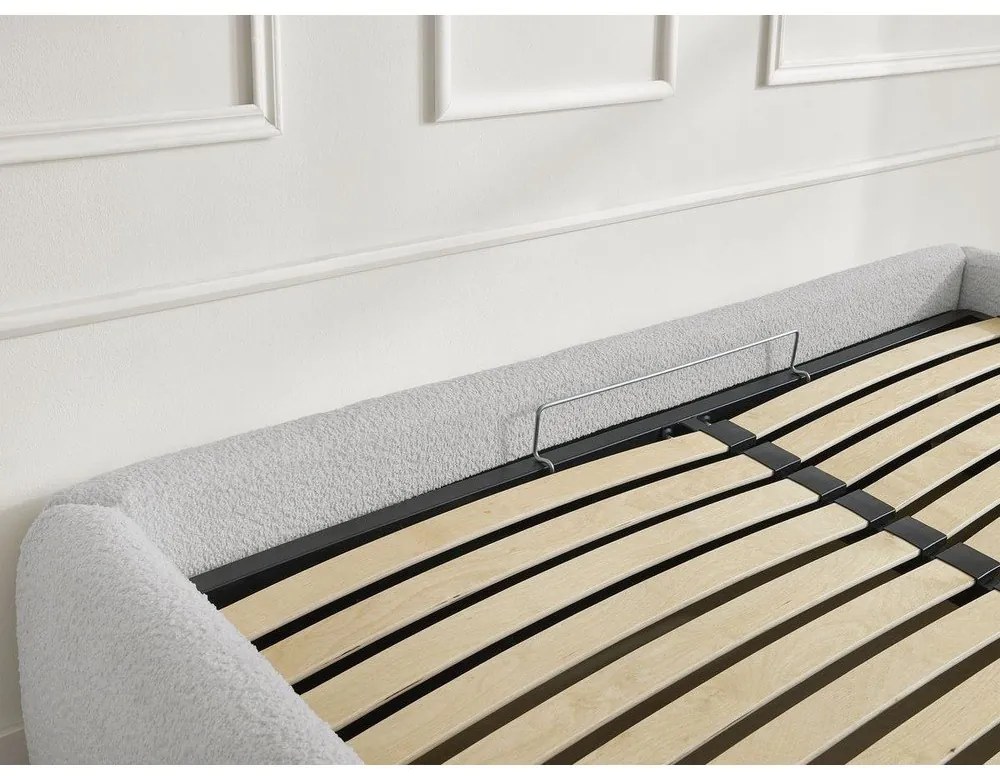 Svetlosivá čalúnená dvojlôžková posteľ s úložným priestorom/bez čela s roštom 160x200 cm Inera – Bobochic Paris