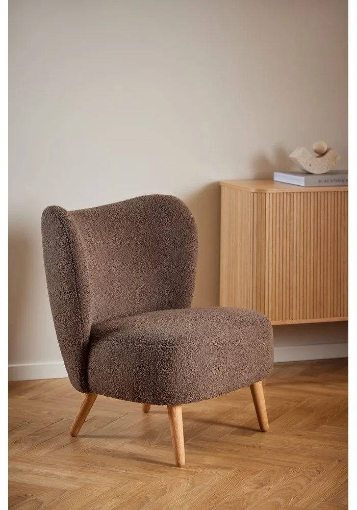 Hnedé kreslo z textílie buklé Elmont – Actona