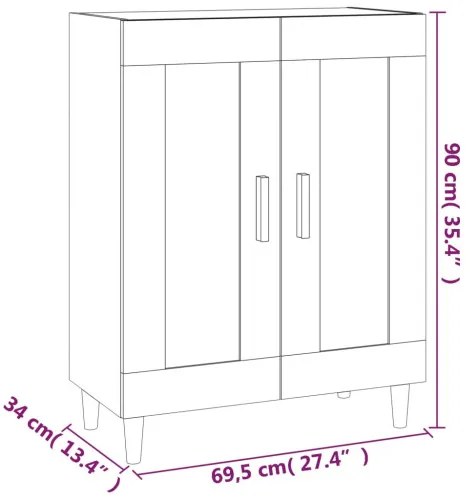 vidaXL Komoda dymový dub 69,5x34x90 cm spracované drevo-