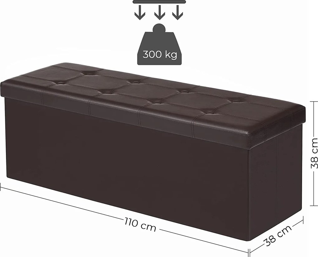 Taburetka 120 L, lavica s úložným priestorom, nosnosť 300 kg, hnedá