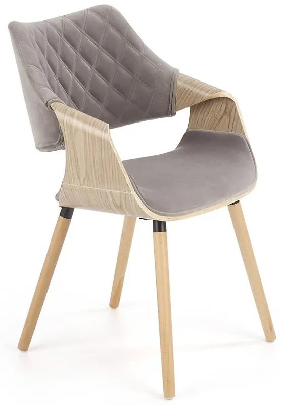 Stolička K396 drevo/velvet svetlý dub/popol 56x55x77