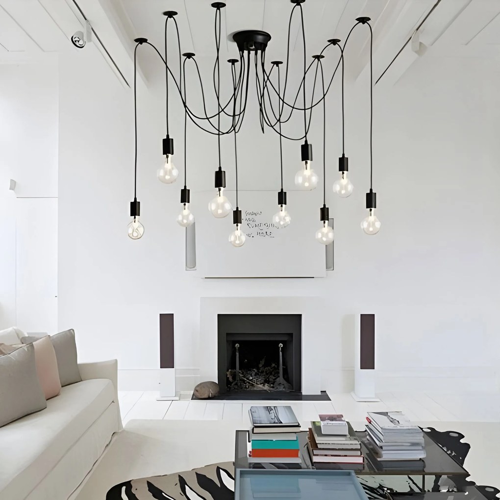 Toolight Spider, stropné svietidlo 12xE27, čierna, OSW-00020