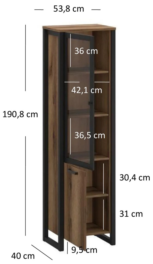 Vitrína Marni 1D1W (dub delano tmavý). Vlastná spoľahlivá doprava až k Vám domov. 1053040